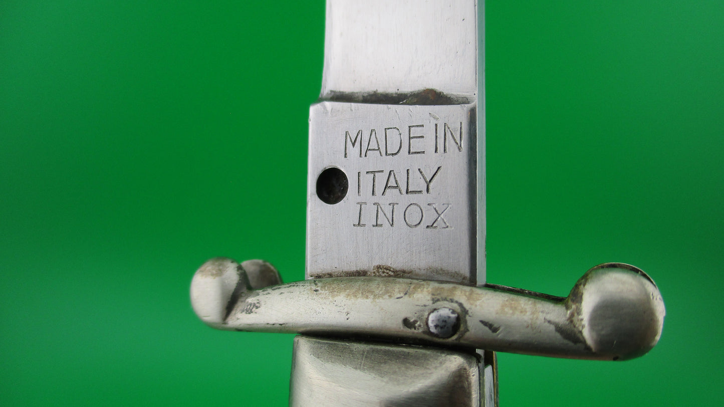 MADE ITALY INOX PATENT 28cm Italian Swing guard Stag Red dot switchblade