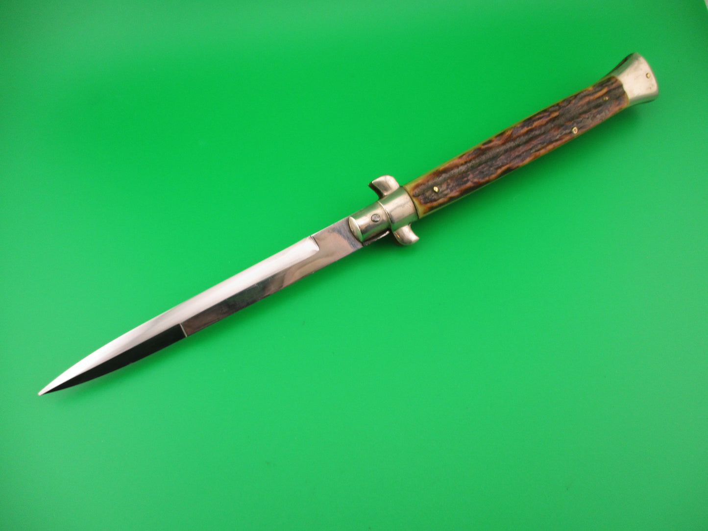 MADE IN ITALY INOX 28cm Italian picklock Stag bayonet 1950s automatic knife