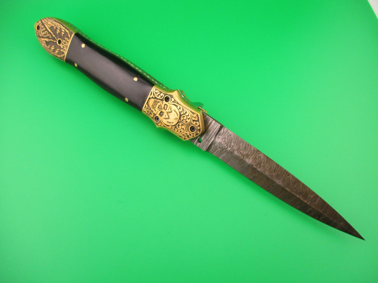 Grim Reaper Skull Button 29cm Custom Automatic Knife by Orang Zaib