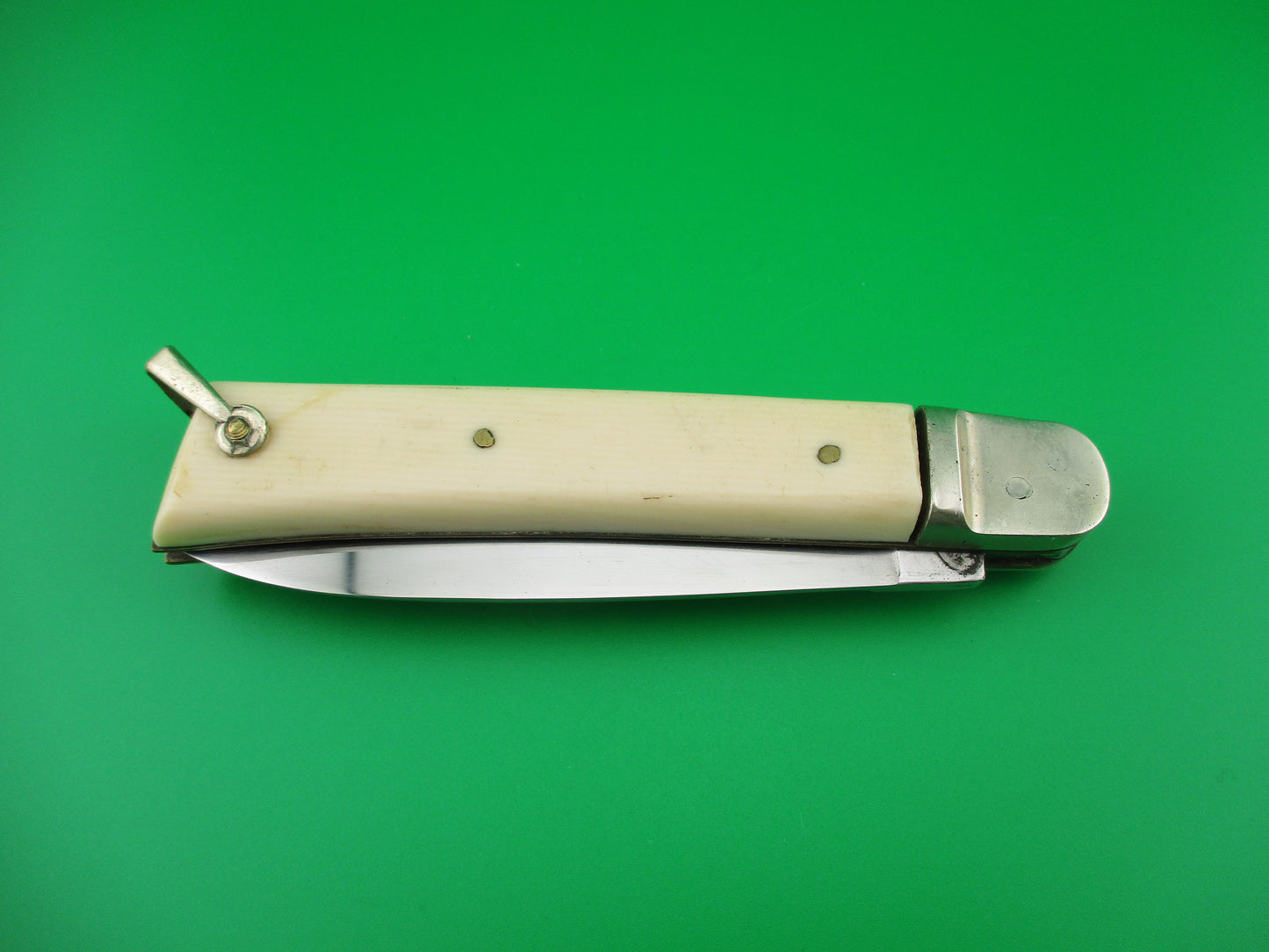 MAKINOX (diamond) 21cm French Lever Ivory Celluloid Vintage Automatic Knife