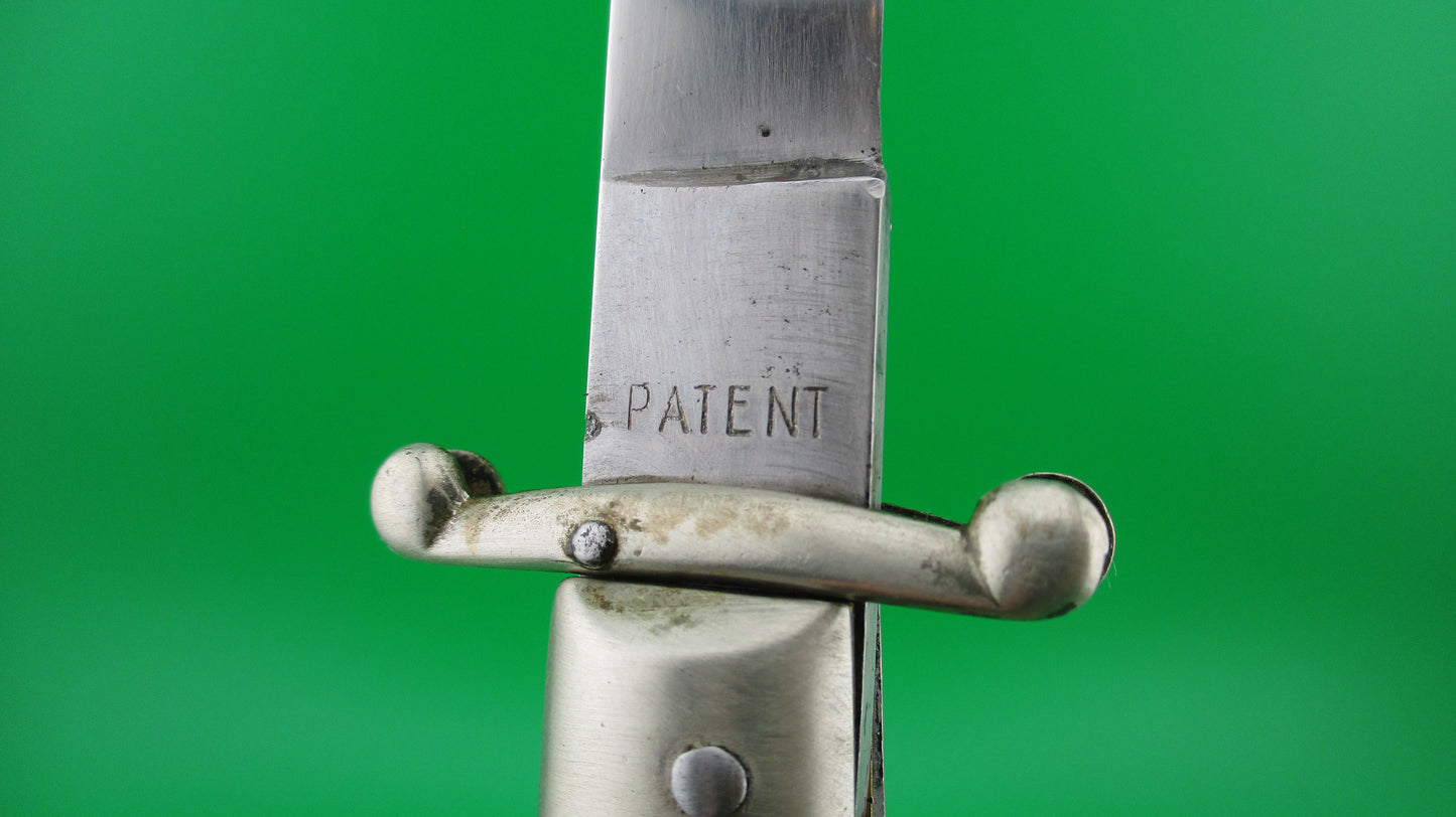 MADE ITALY INOX PATENT 28cm Italian Swing guard Stag Red dot switchblade