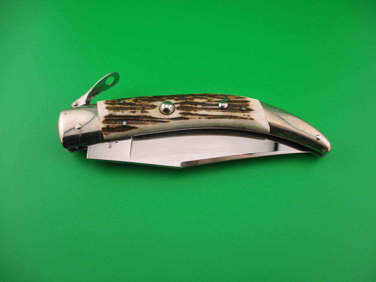AGA CAMPOLIN ITALY 26cm Italian Stag Catalana Fulcrum automatic knife