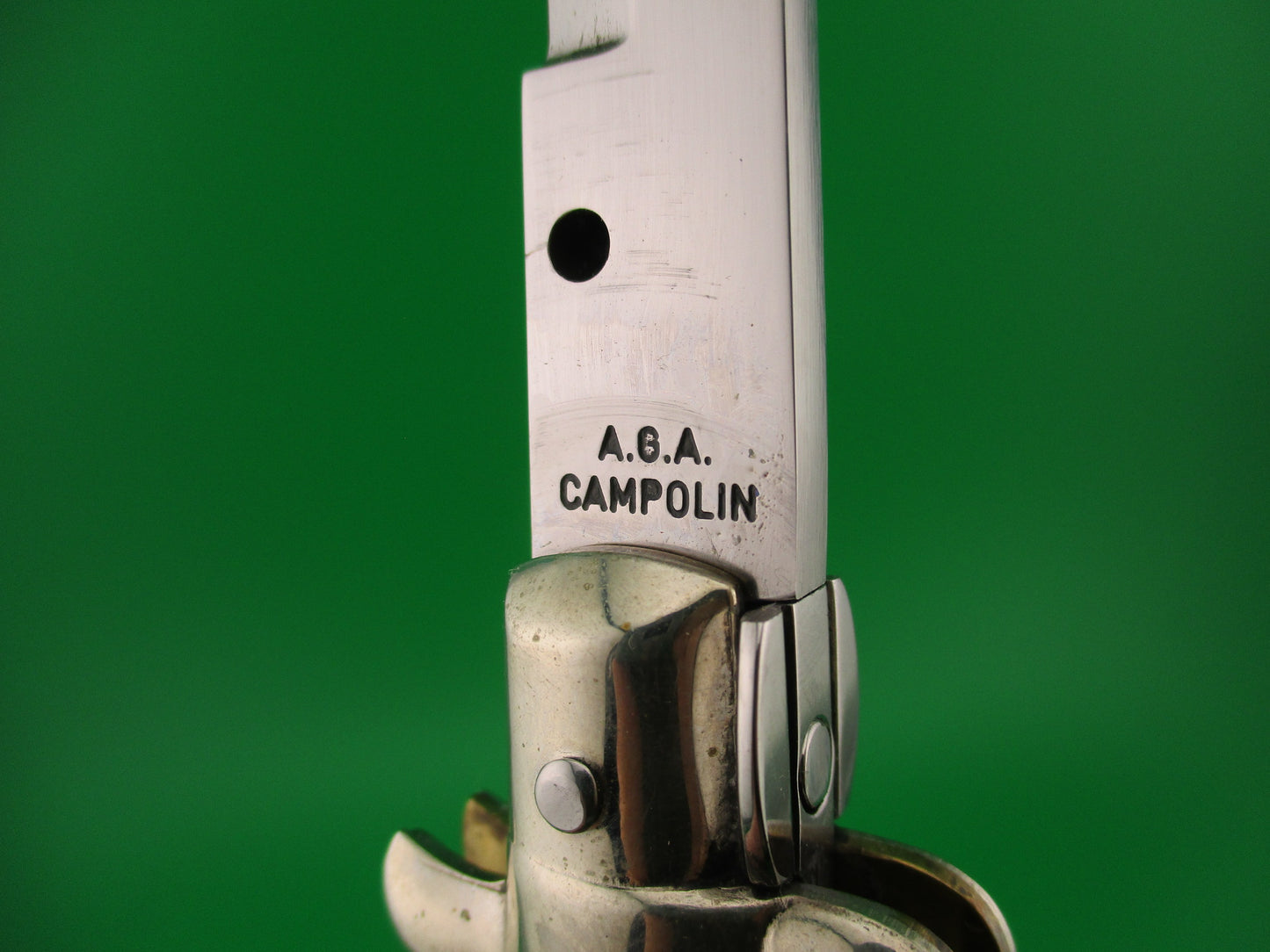 AGA CAMPOLIN 33cm Italian Picklock Stiletto Brown streaked horn NOS automatic knife