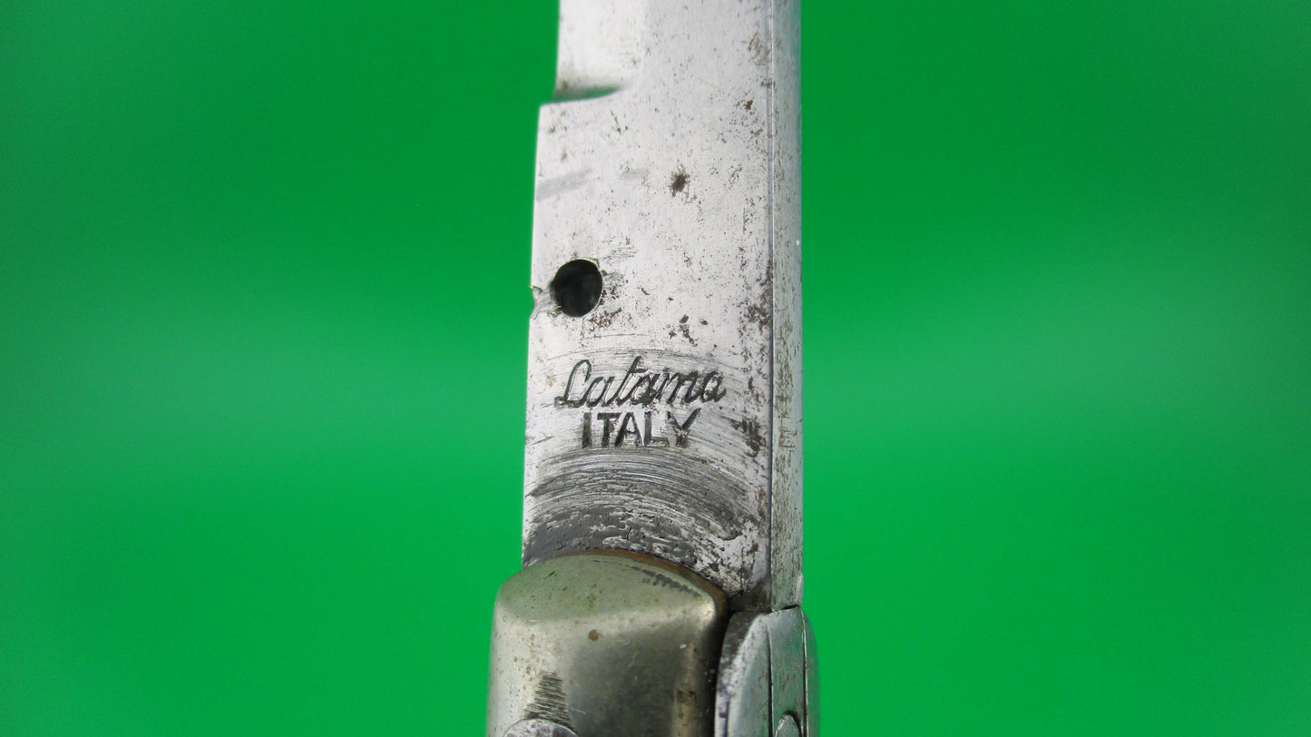 Latama ITALY 28cm Italian Stiletto Picklock 1950s vintage automatic knife White horn