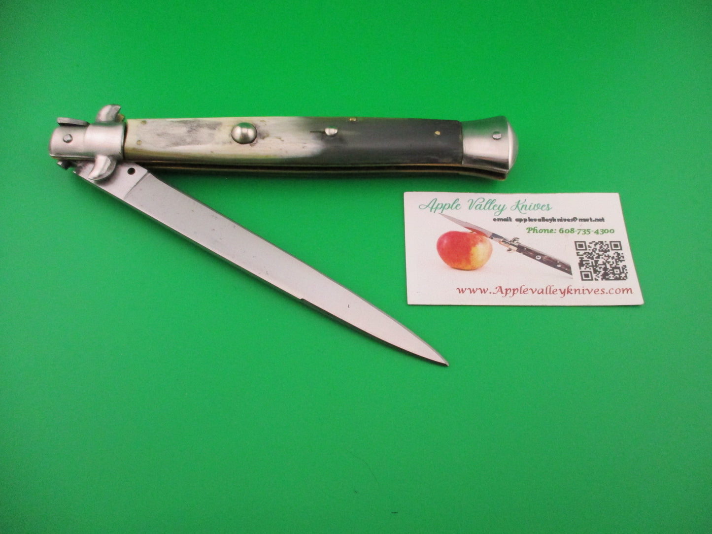 Rostfrei 2 33cm Italian Transitional vintage 1970s Brazilian horn swivel bolster automatic knife