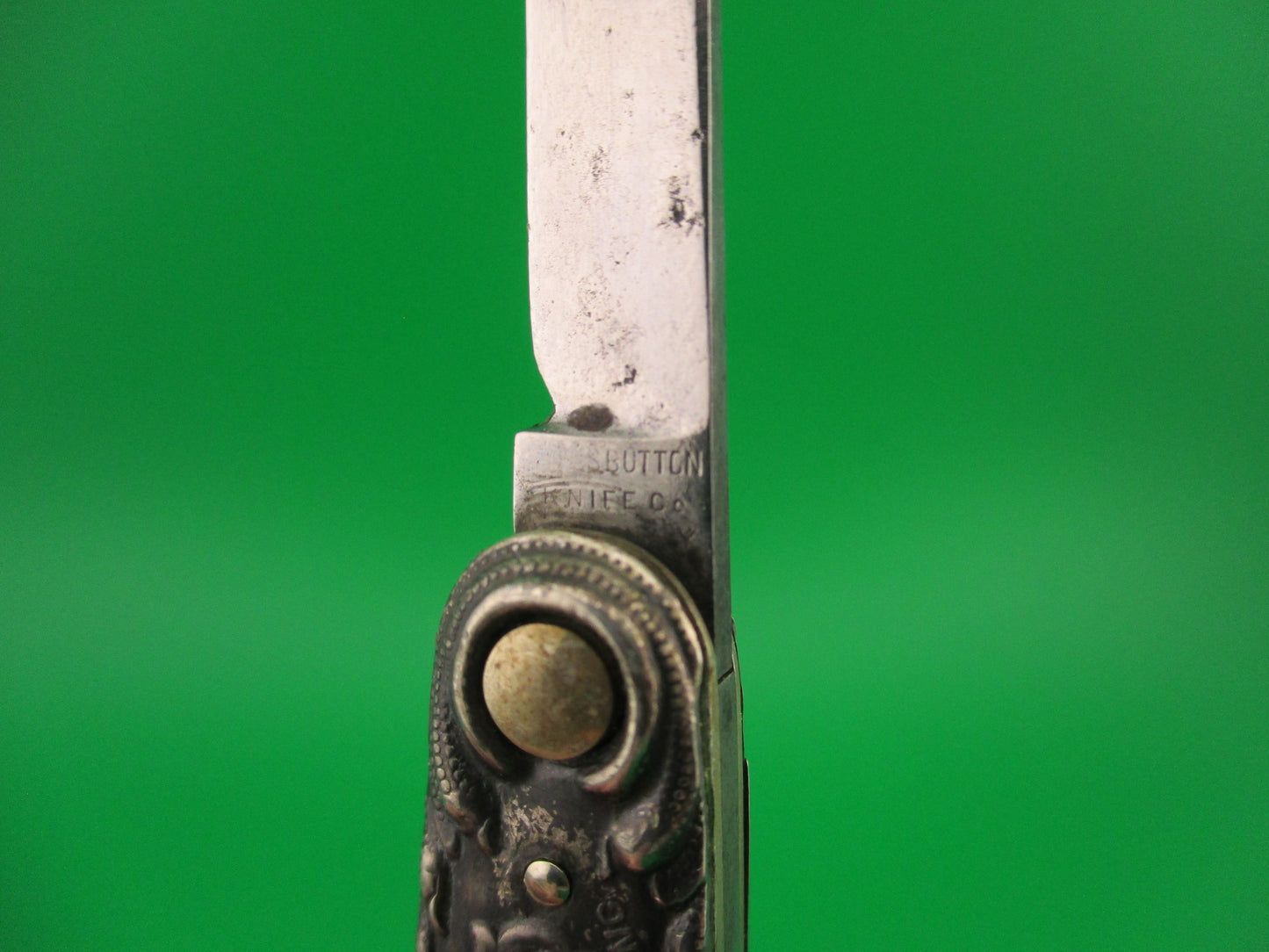 Press Button Knife Co Medium double Sterling Silver Satyr NY Home Insurance switchblade