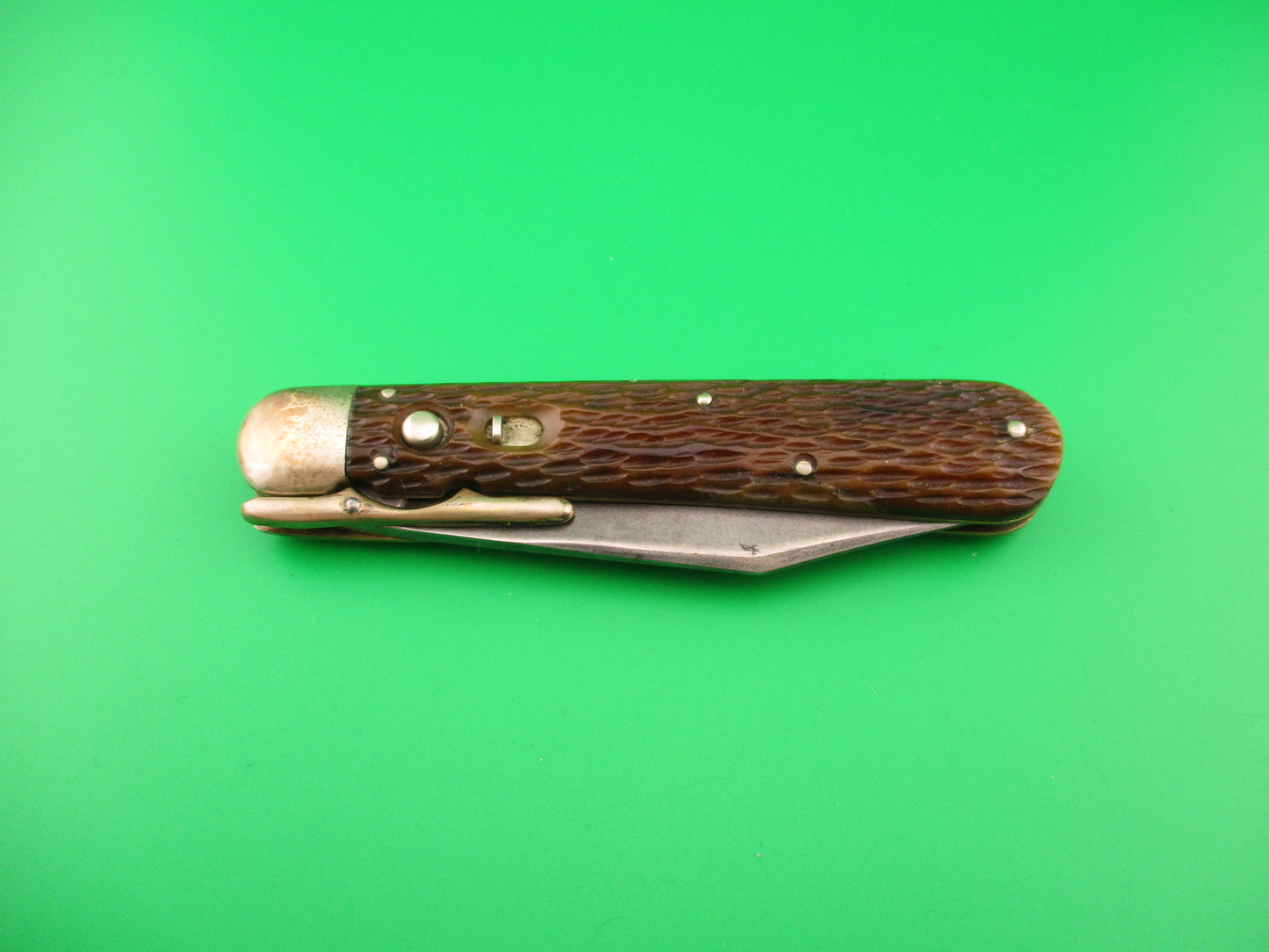 RARE LL Bean 4 7/8" Hunter's Pride Jigged bone Vintage automatic knife