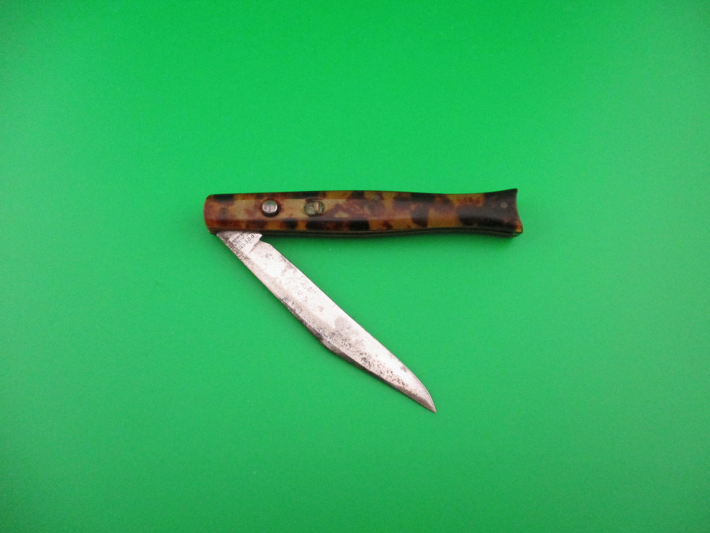 PRESTO Fishtail Tortoise celluloid vintage 1940s automatic knife w COA