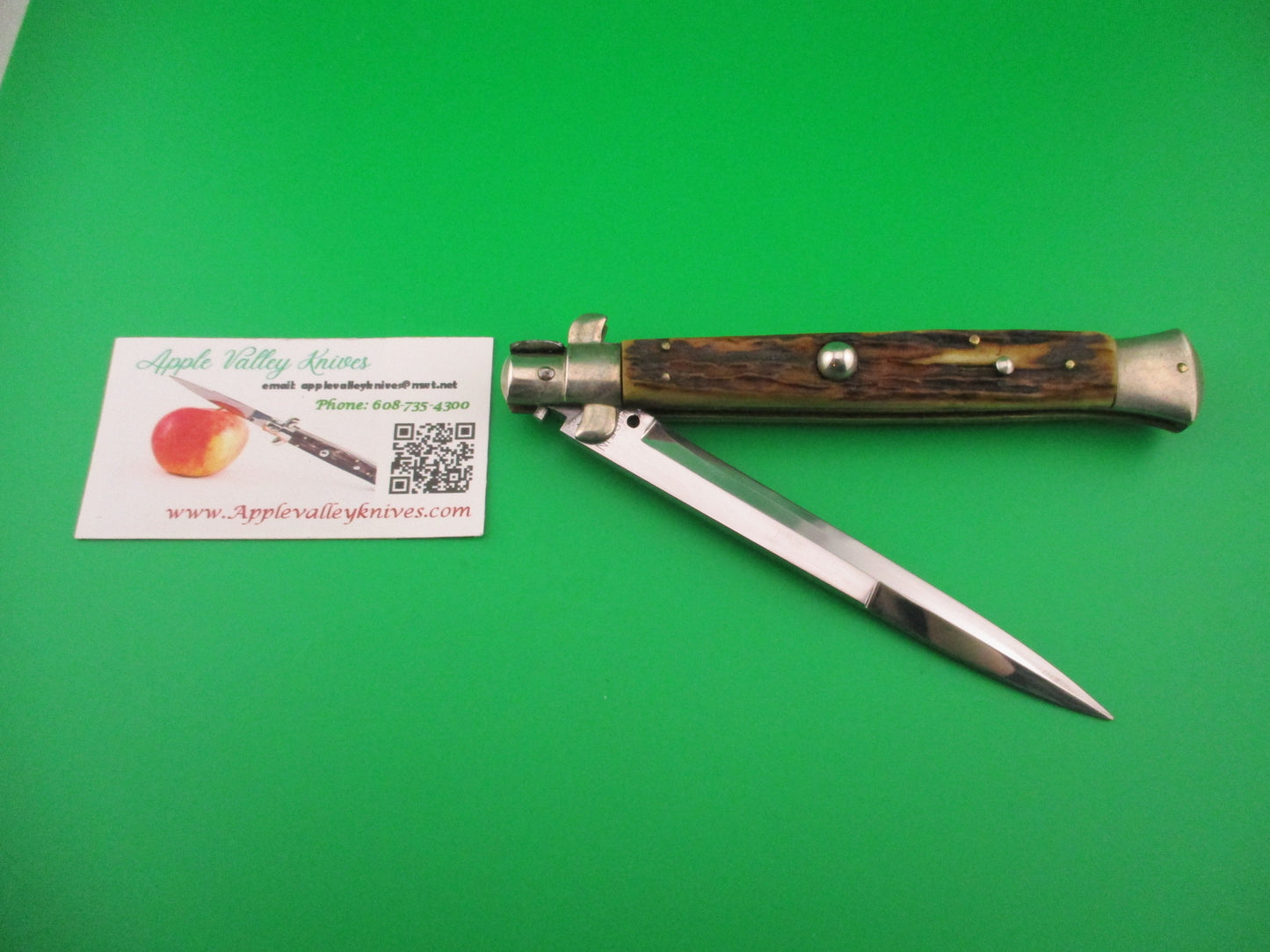 MADE IN ITALY INOX 28cm Italian picklock Stag bayonet 1950s automatic knife