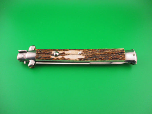 FRANK B 33cm Italian Stiletto Bayonet Stag swivel bolster automatic knife