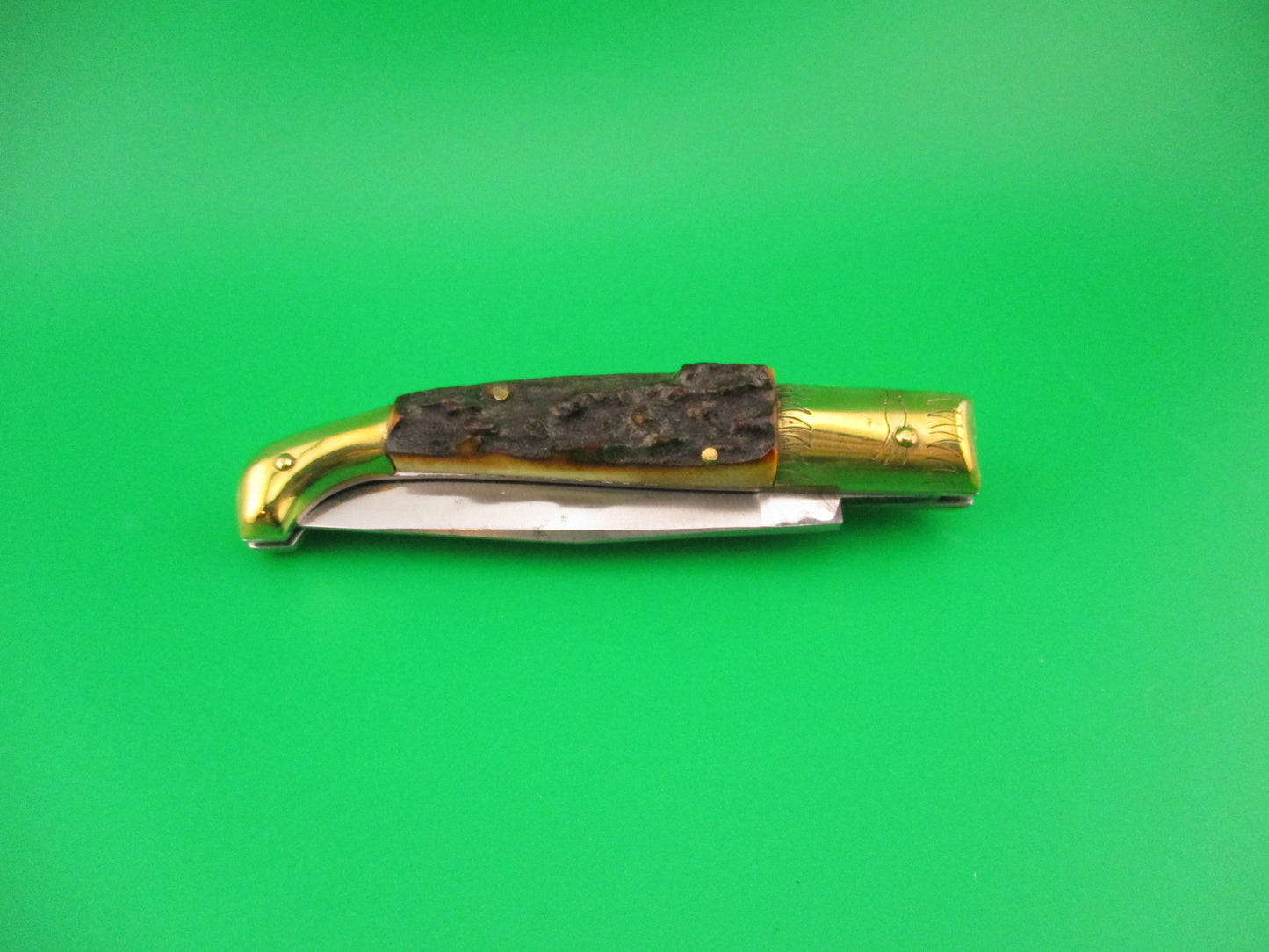 Jndiana PATENT 18cm Bo/Bc Pattada Italian Birds head Stag switchblade knife