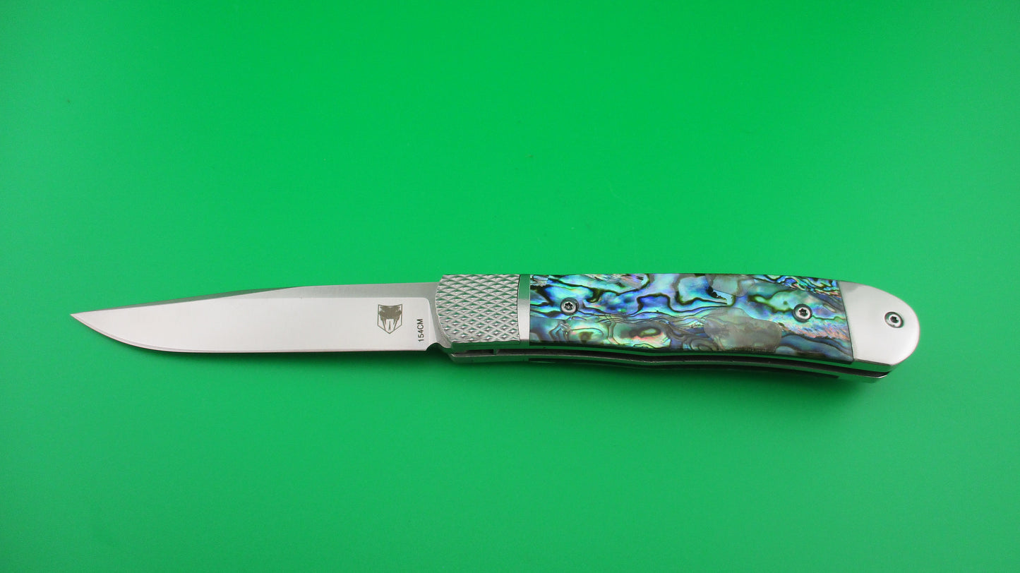 Cobratec Trapper Abalone 7 3/8" Bolster Release Automatic knife NIB CTTHRABA154CM