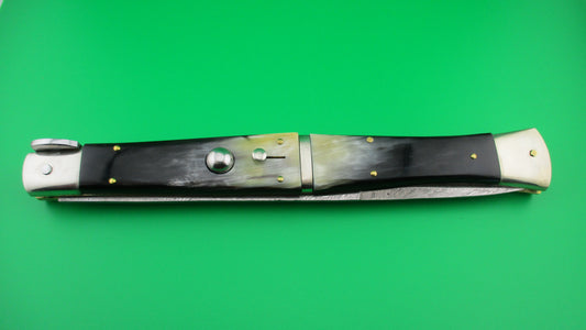Renzo Pascotto 45cm Maniago Italy Damascus Wasp Brazilian horn Picklock automatic knife