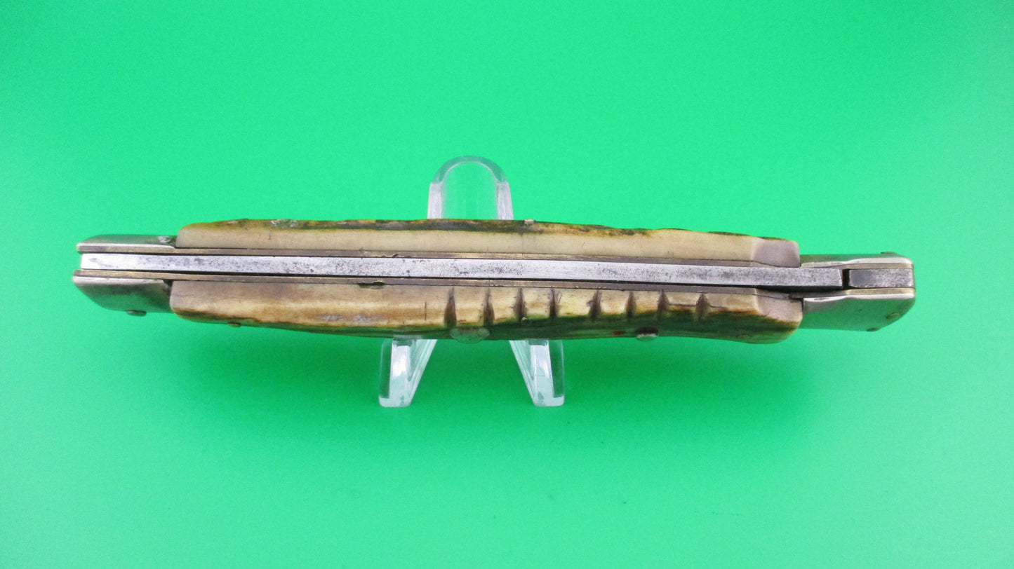 MADE ITALY INOX PATENT 28cm Italian Swing guard Stag Red dot switchblade