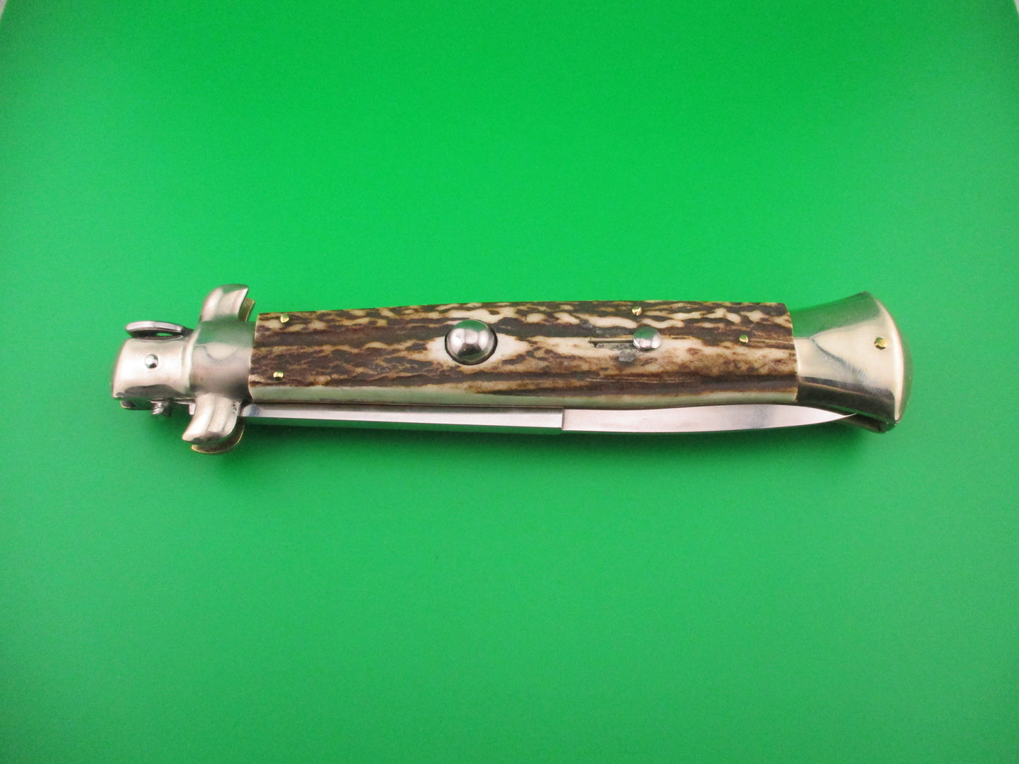 AGA CAMPOLIN ITALY 38cm Italian Picklock Stag stiletto 18 inch automatic knife