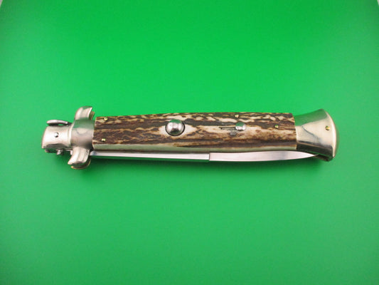 AGA CAMPOLIN ITALY 38cm Italian Picklock Stag stiletto 18 inch automatic knife