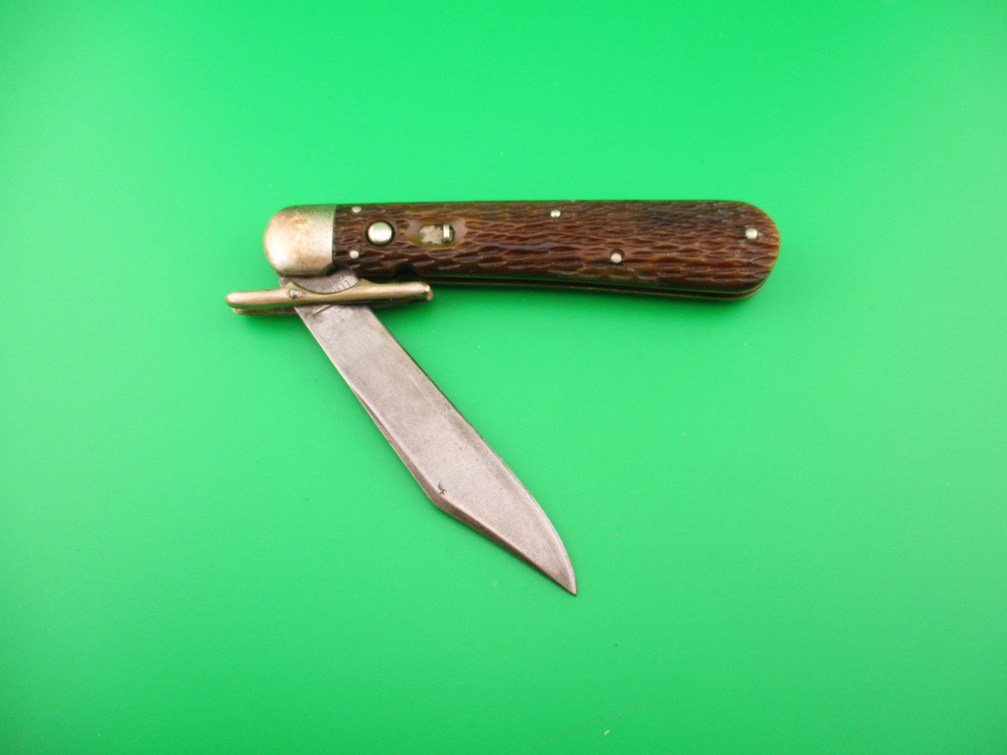 RARE LL Bean 4 7/8" Hunter's Pride Jigged bone Vintage automatic knife