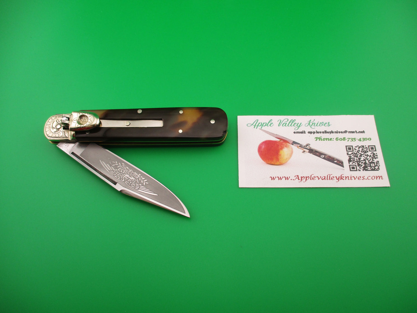 Guardian GERMANY 11cm German Tortoise Lever Etched automatic knife