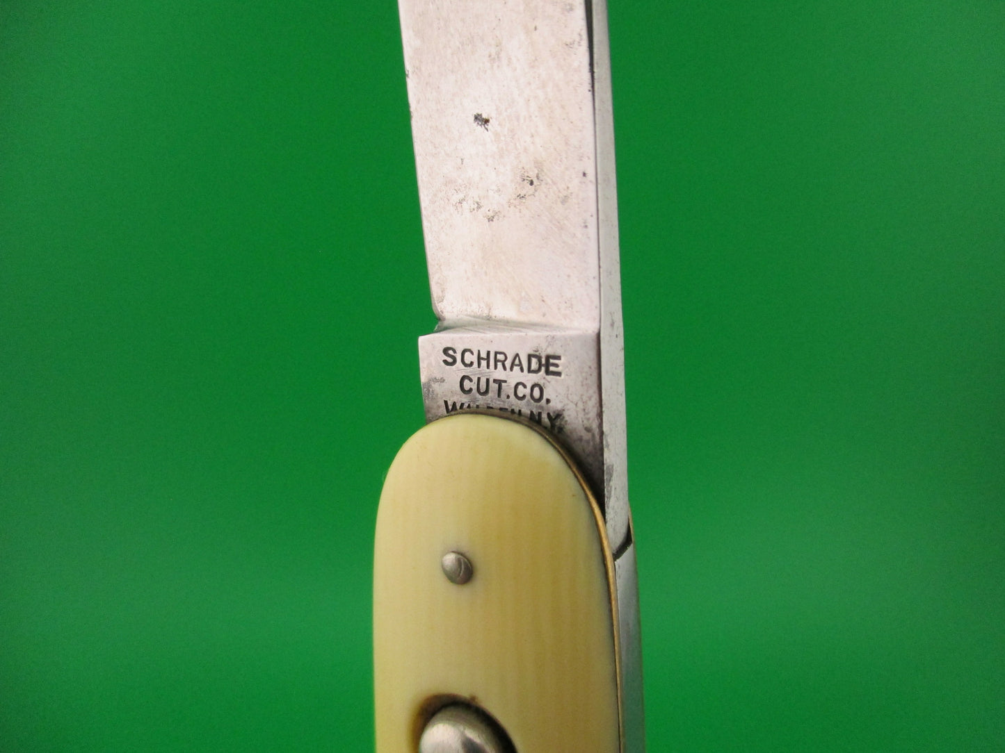 Schrade Cut Co Large Double Ivory Celluloid Clip/pen vintage automatic knife