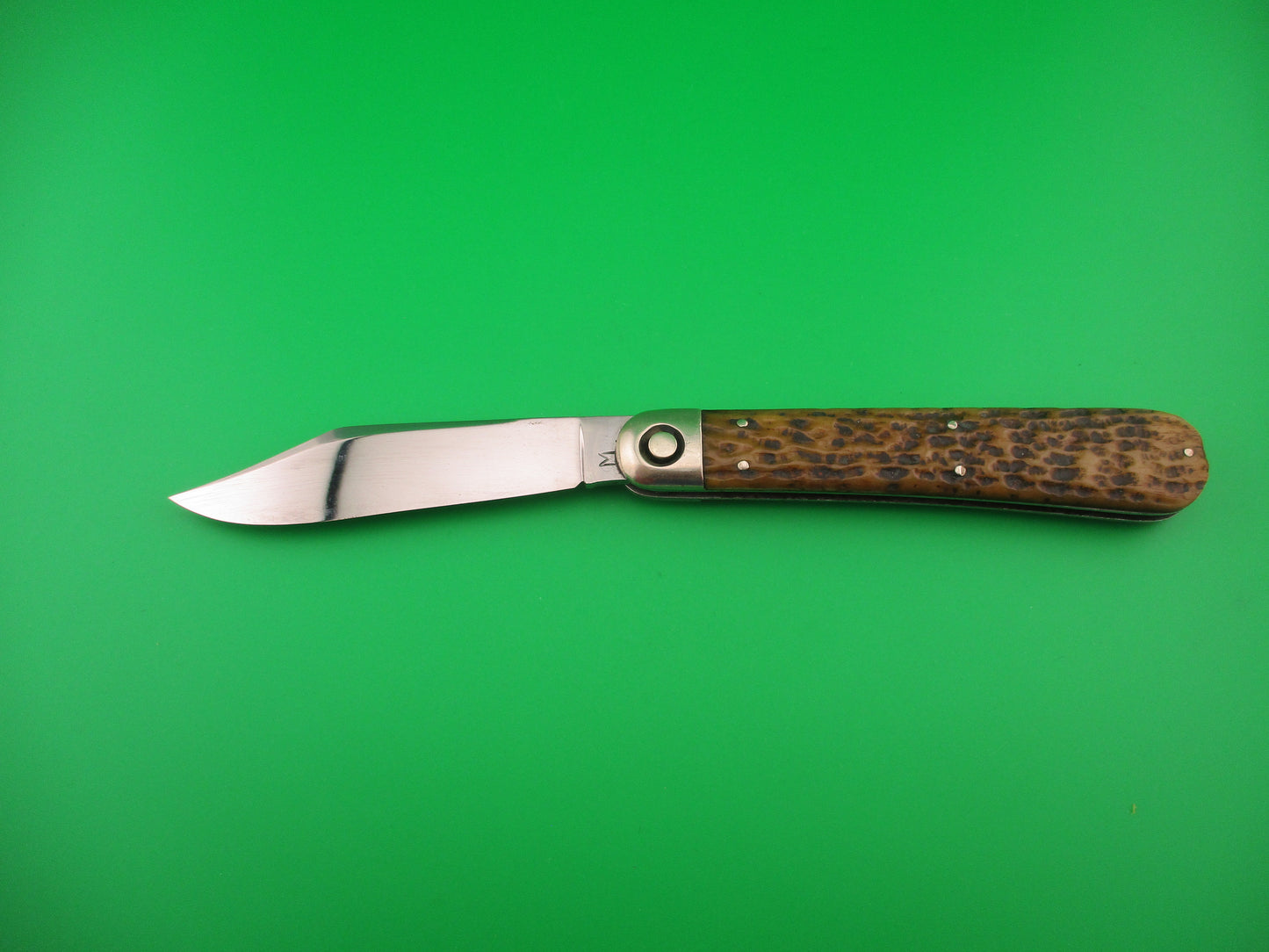 PRESS BUTTON KNIFE CO "M" Invincible antique automatic knife w Custom blade
