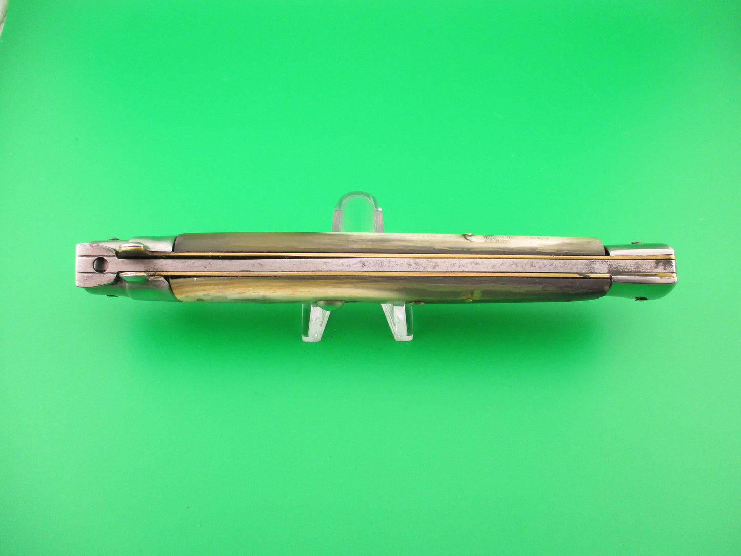 Rostfrei 2 33cm Italian Transitional vintage 1970s Brazilian horn swivel bolster automatic knife