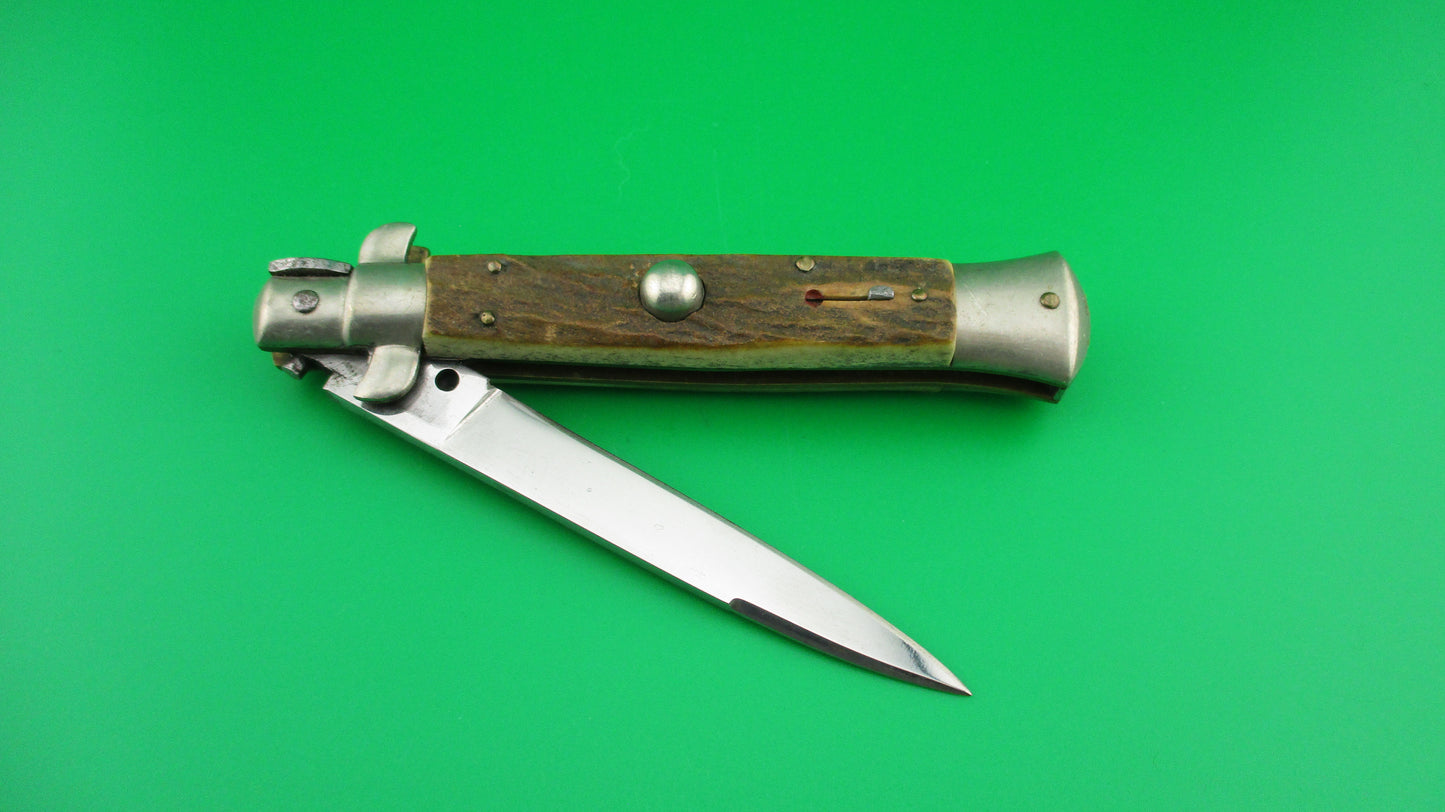 C. Jul Herbertz 21cm Italian Transitional Stiletto Stag Vintage 1960s automatic knife