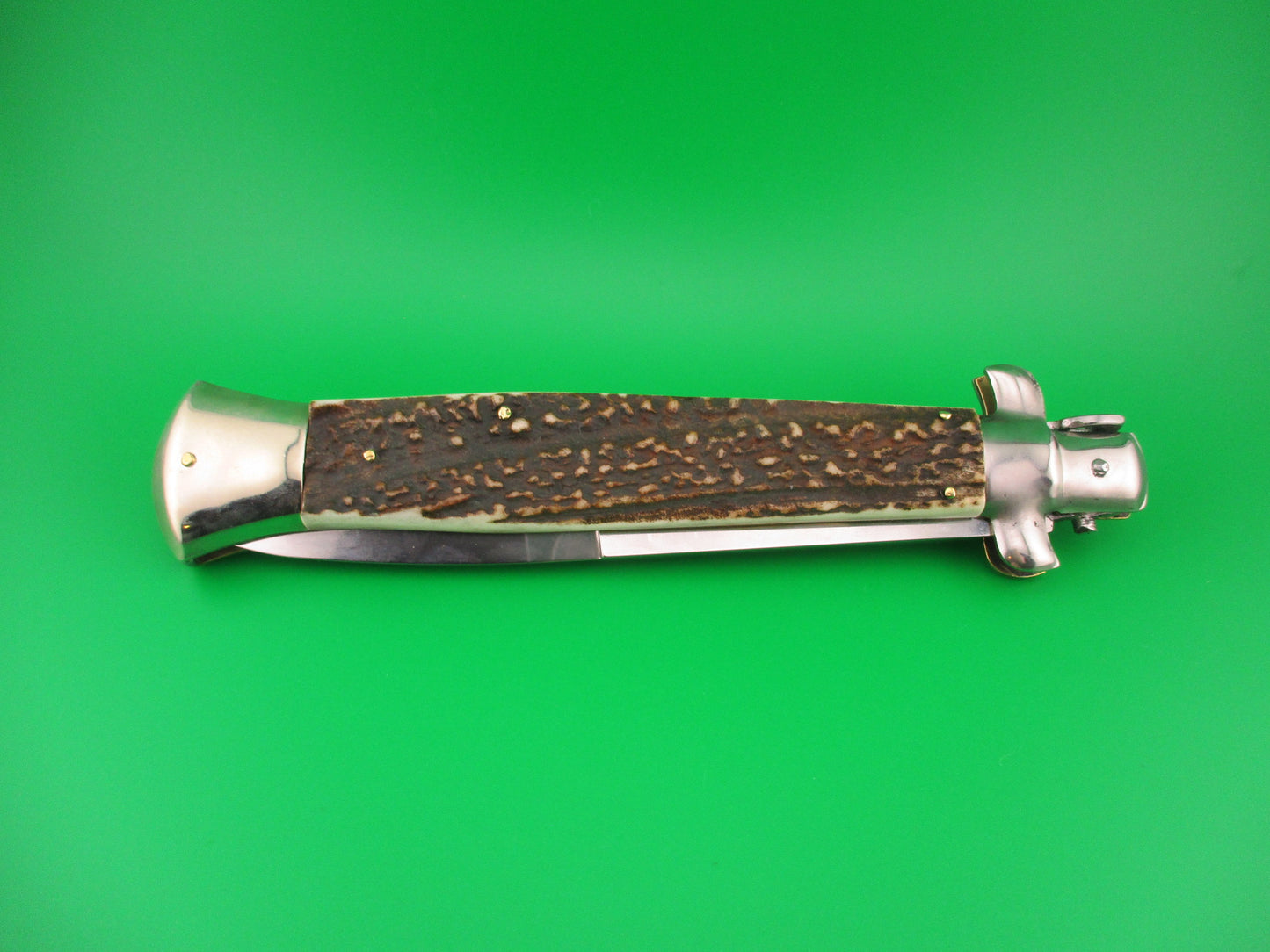 AGA CAMPOLIN ITALY 38cm Italian Picklock Stag stiletto 18 inch automatic knife