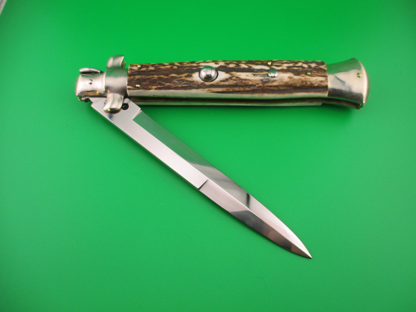 AGA CAMPOLIN ITALY 38cm Italian Picklock Stag stiletto 18 inch automatic knife