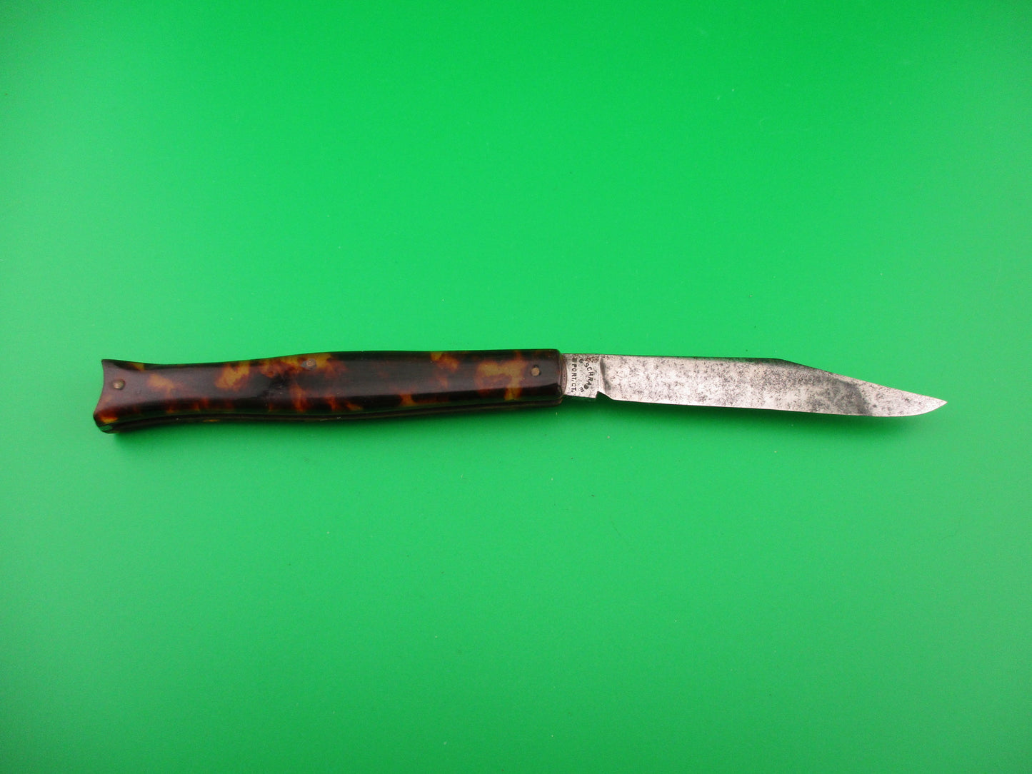 PRESTO Fishtail Tortoise celluloid vintage 1940s automatic knife w COA