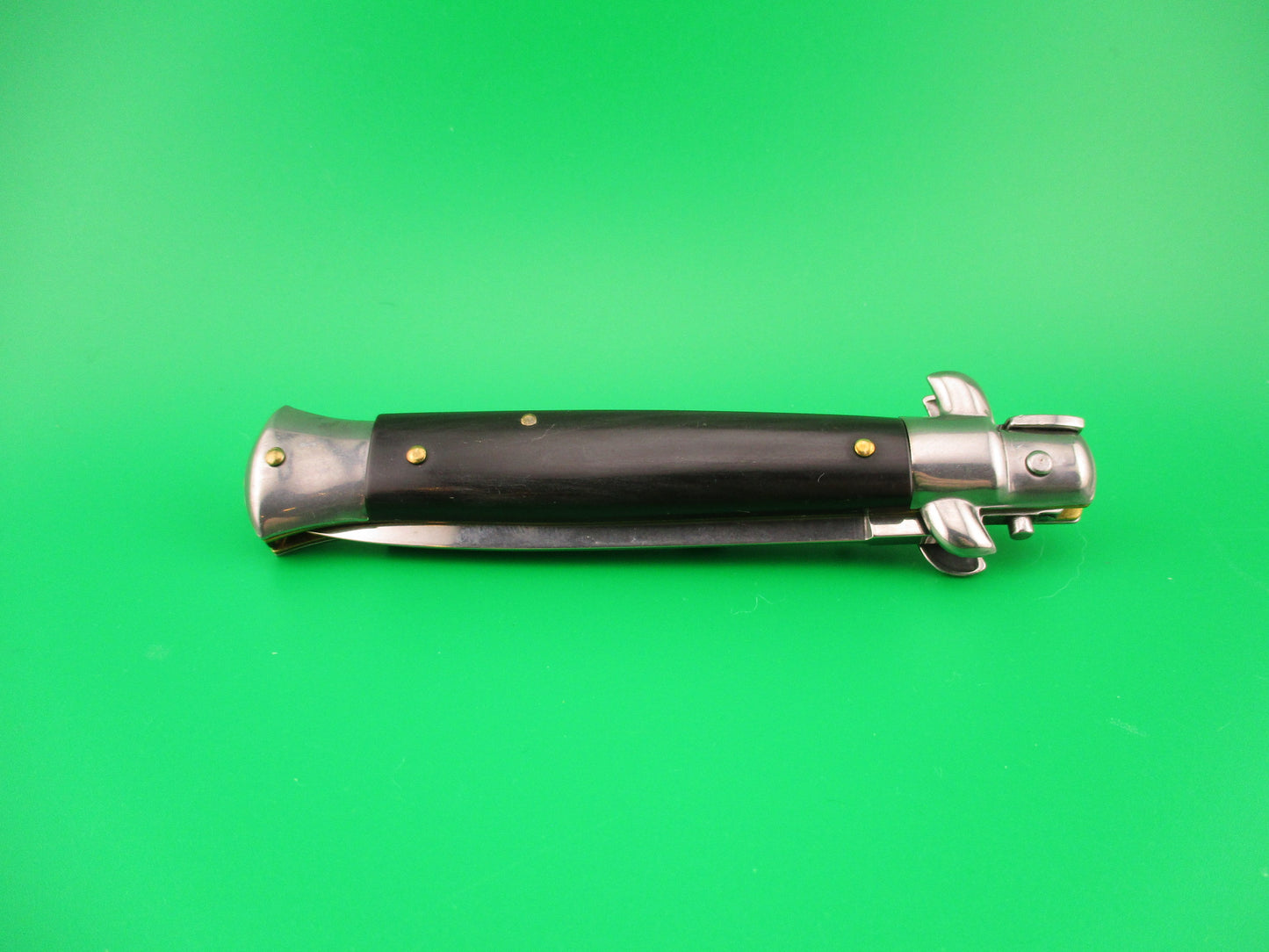 FRANK B 23cm Italian Dagger Stiletto horn swivel bolster automatic knife