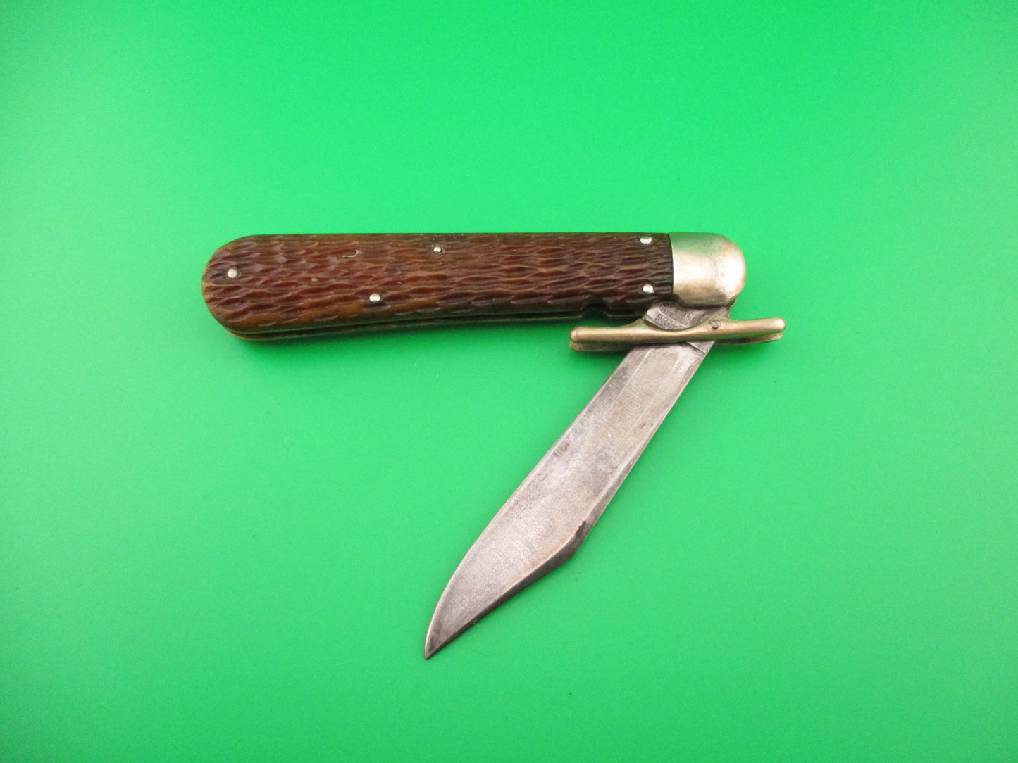 RARE LL Bean 4 7/8" Hunter's Pride Jigged bone Vintage automatic knife