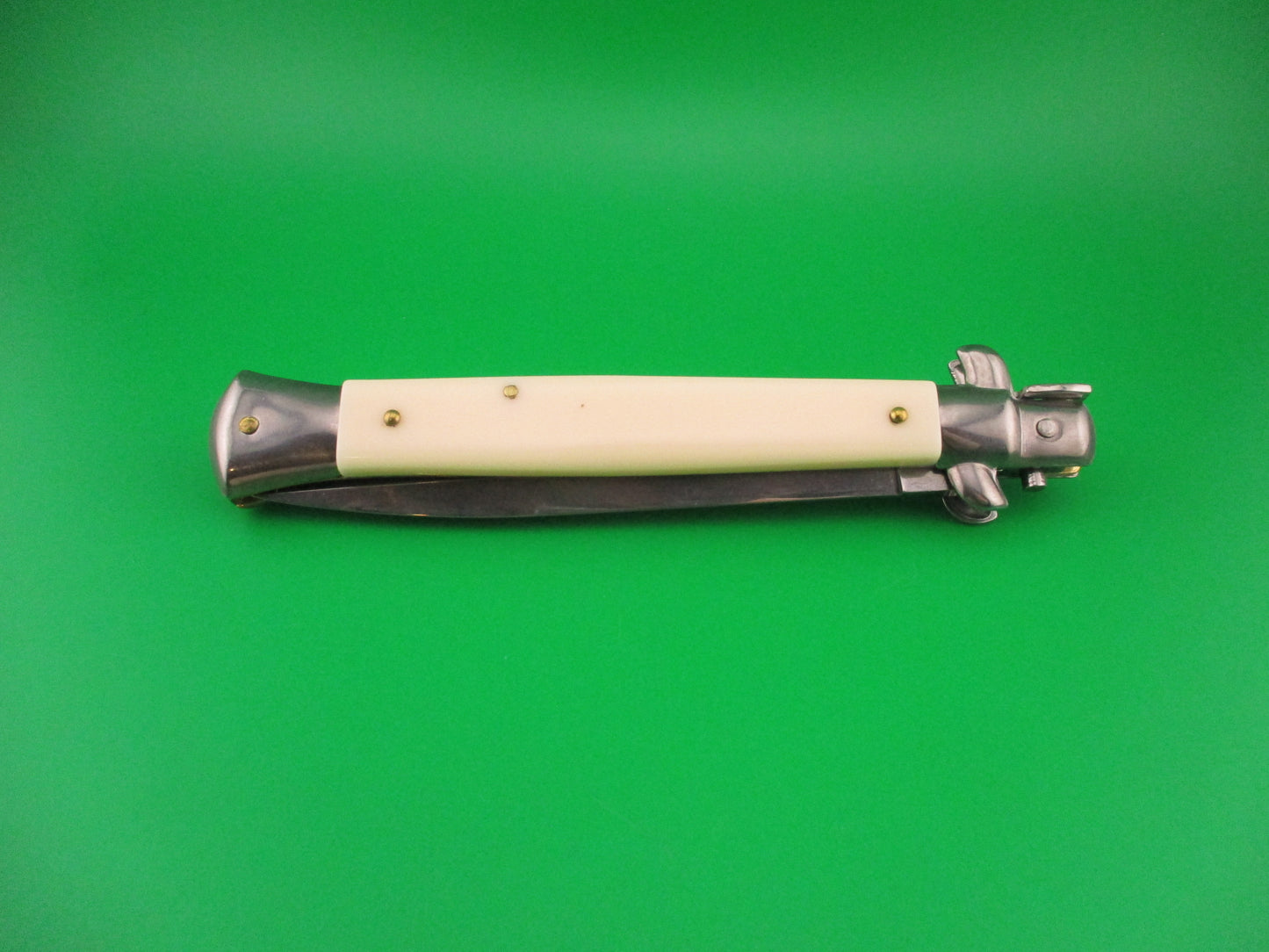 FRANK B ITALY 28cm Italian Stiletto Swivel bolster Dagger camel bone automatic knife