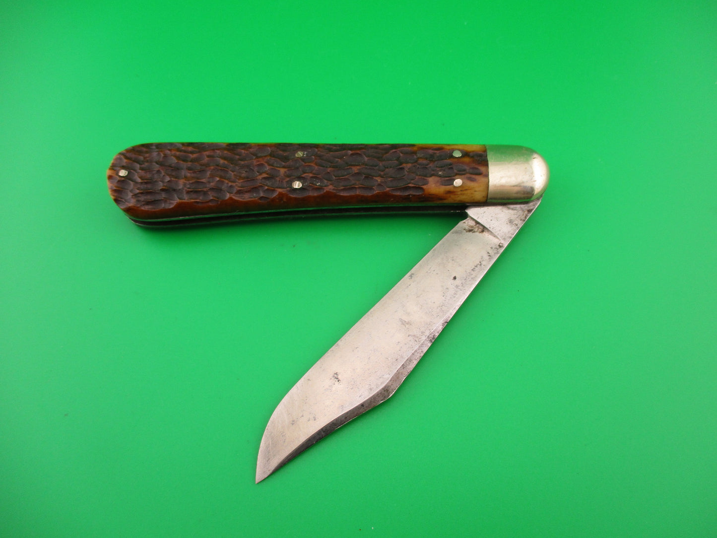 Press Button Knife Co #1000 INVINCIBLE antique switchblade knife good etch