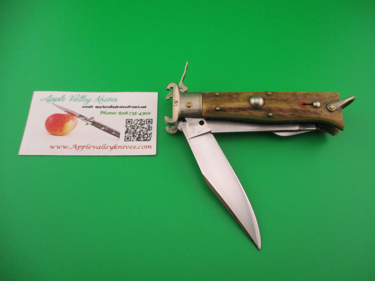 INOX 20cm Italian 1960s Fulcrum Shell Puller STAG 5 blade automatic Camper knife