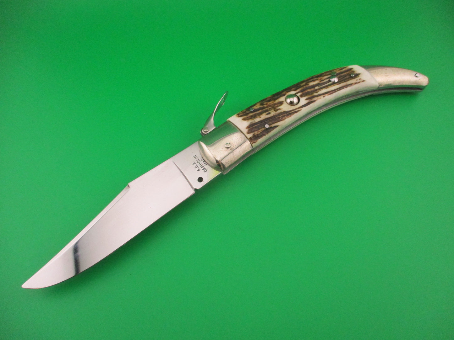 AGA CAMPOLIN ITALY 26cm Italian Stag Catalana Fulcrum automatic knife