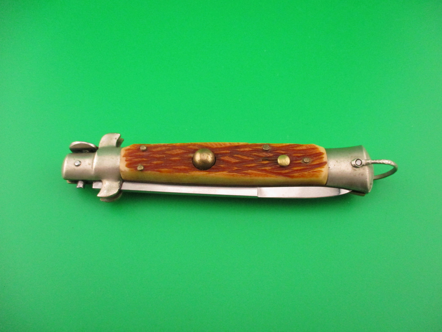 STAINLESS STEEL 23cm Japanese picklock 1960s Vintage bone automatic knife
