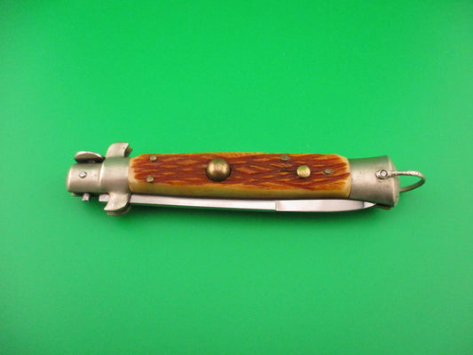 STAINLESS STEEL 23cm Japanese picklock 1960s Vintage bone automatic knife