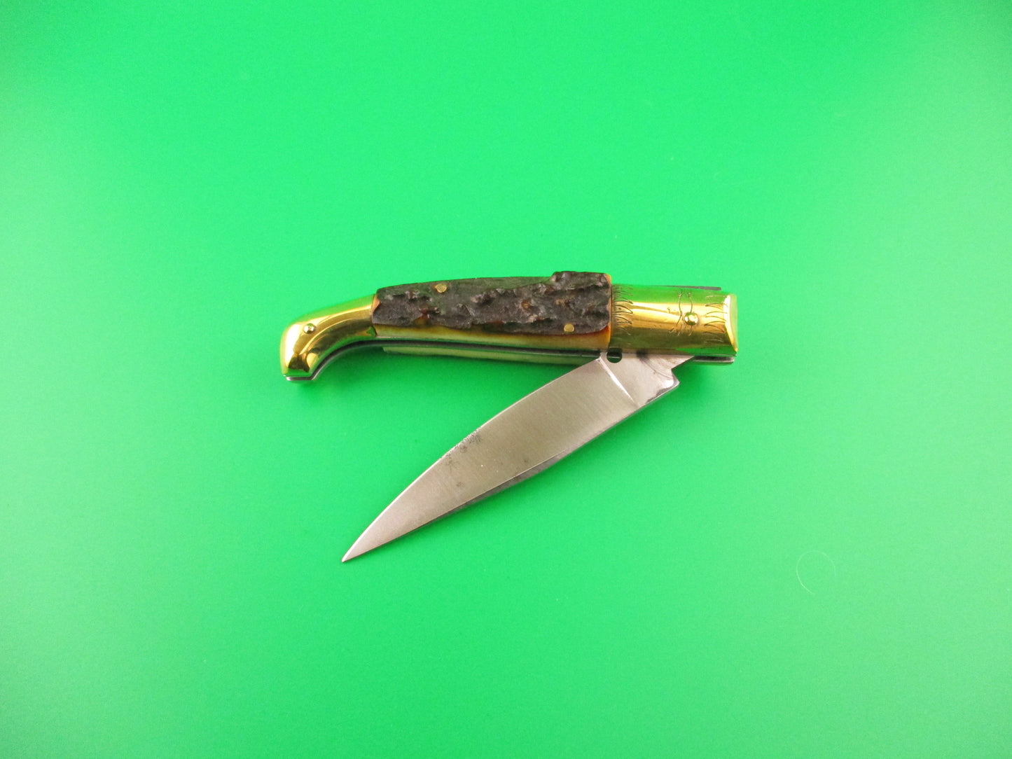 Jndiana PATENT 18cm Bo/Bc Pattada Italian Birds head Stag switchblade knife