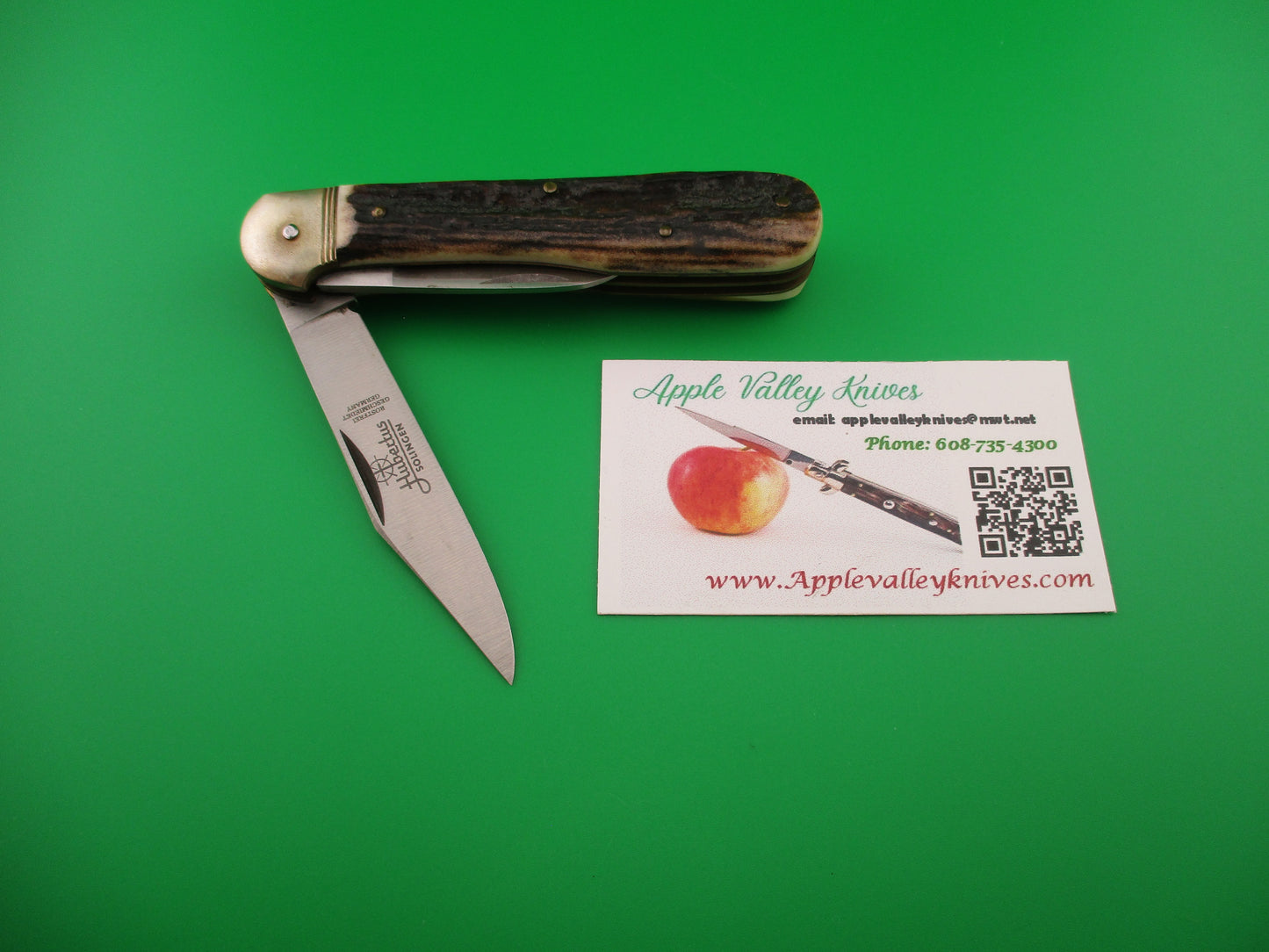 Hubertus SOLINGEN 10cm German Stag Pen Blade release automatic knife