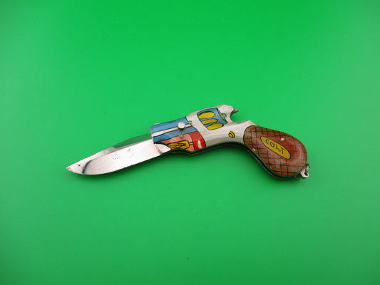 Russian RPK COLT 11cm Revolver vintage automatic pistol shaped knife hand painted