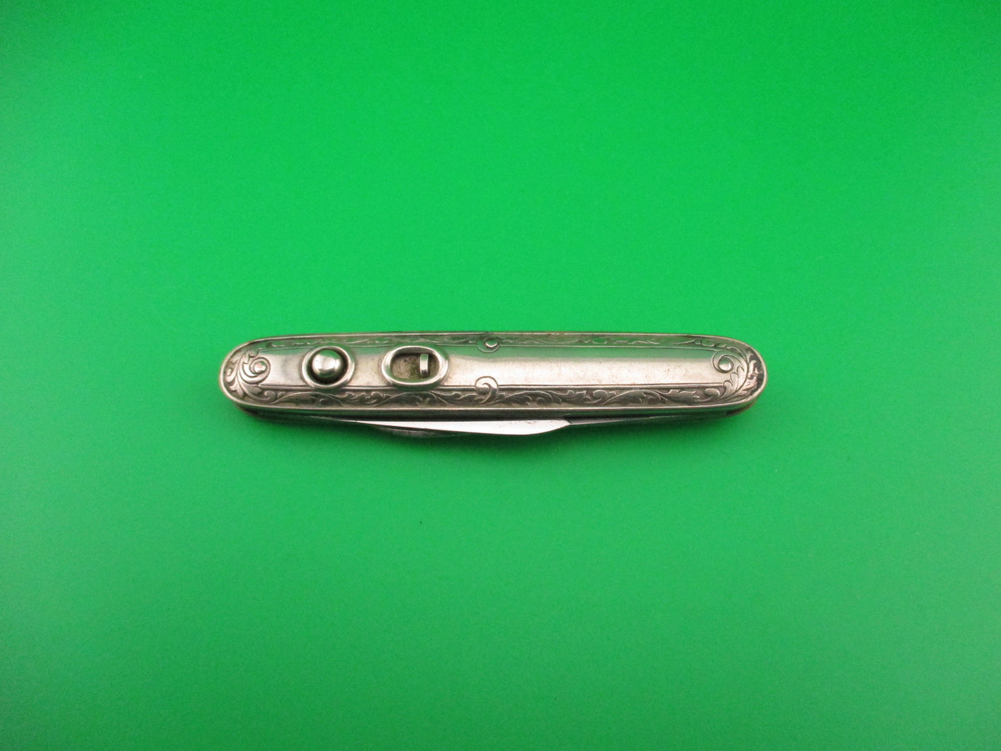 SCHRADE CUT CO Medium double German Silver Deluxe Scroll switchblade knife
