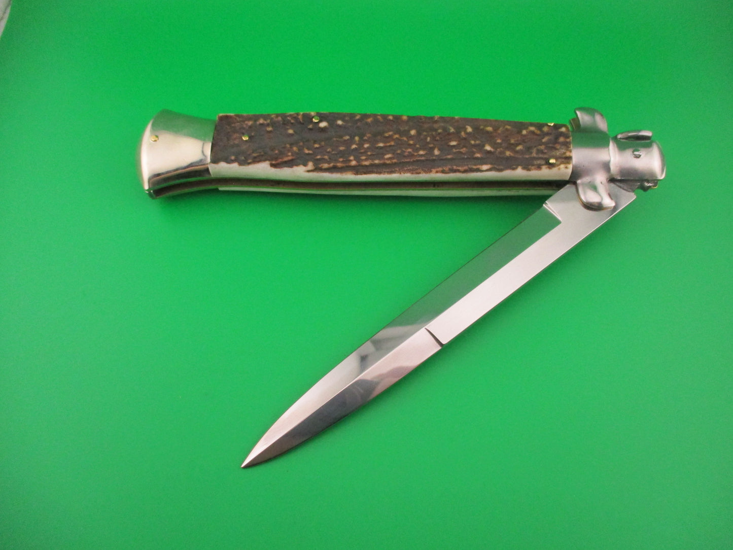 AGA CAMPOLIN ITALY 38cm Italian Picklock Stag stiletto 18 inch automatic knife