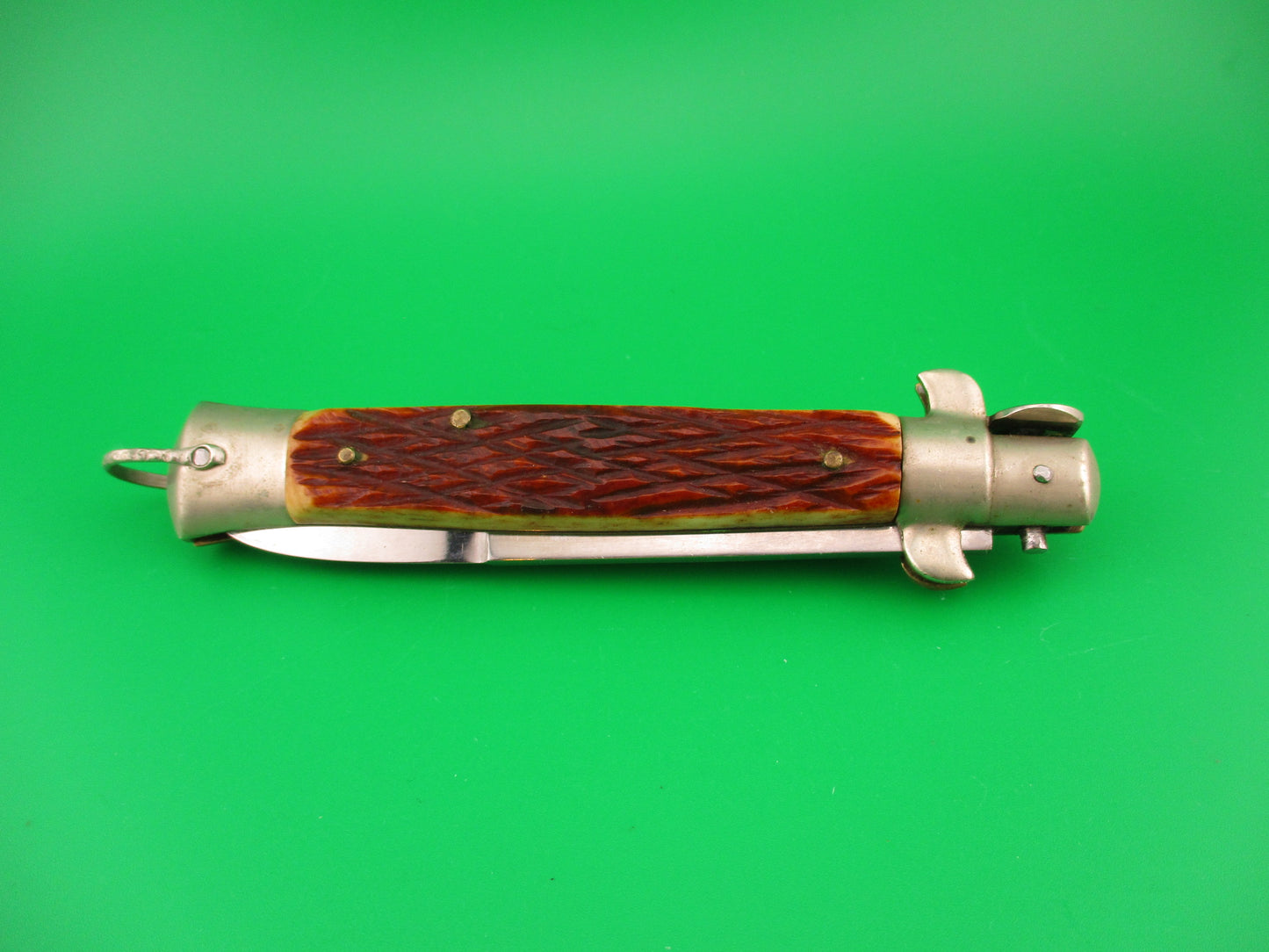 STAINLESS STEEL 23cm Japanese picklock 1960s Vintage bone automatic knife