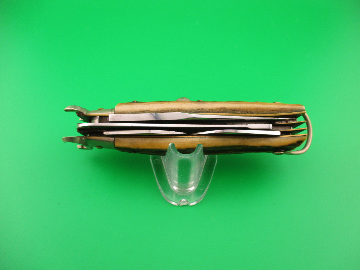 INOX 20cm Italian 1960s Fulcrum Shell Puller STAG 5 blade automatic Camper knife