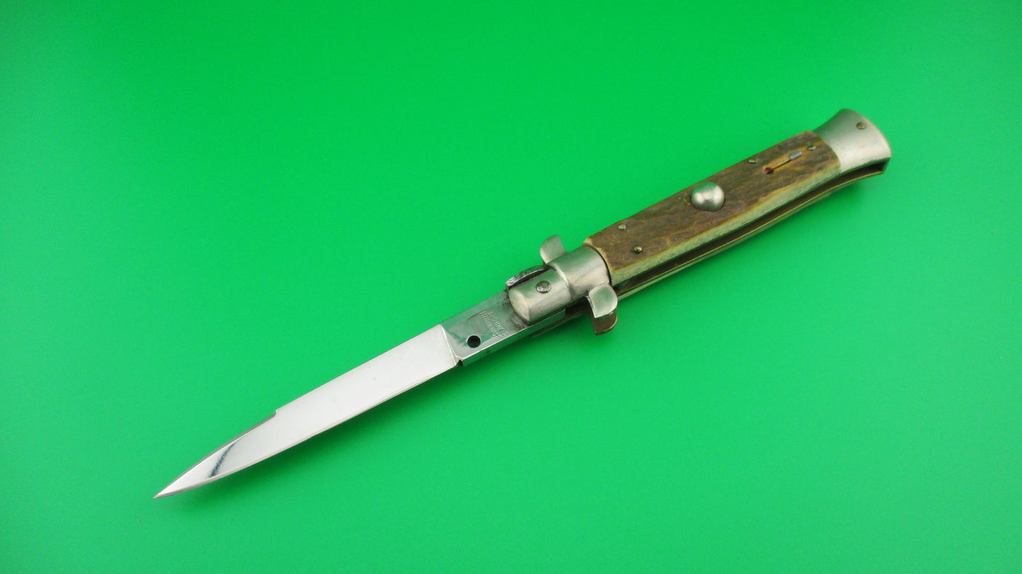 C. Jul Herbertz 21cm Italian Transitional Stiletto Stag Vintage 1960s automatic knife