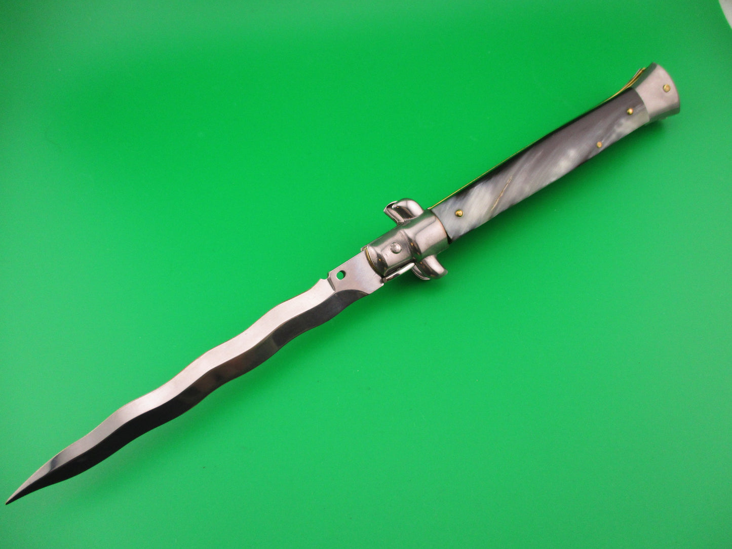 Frank B Italy 28cm Italian Kris Stiletto swivel bolster Switchblade knife