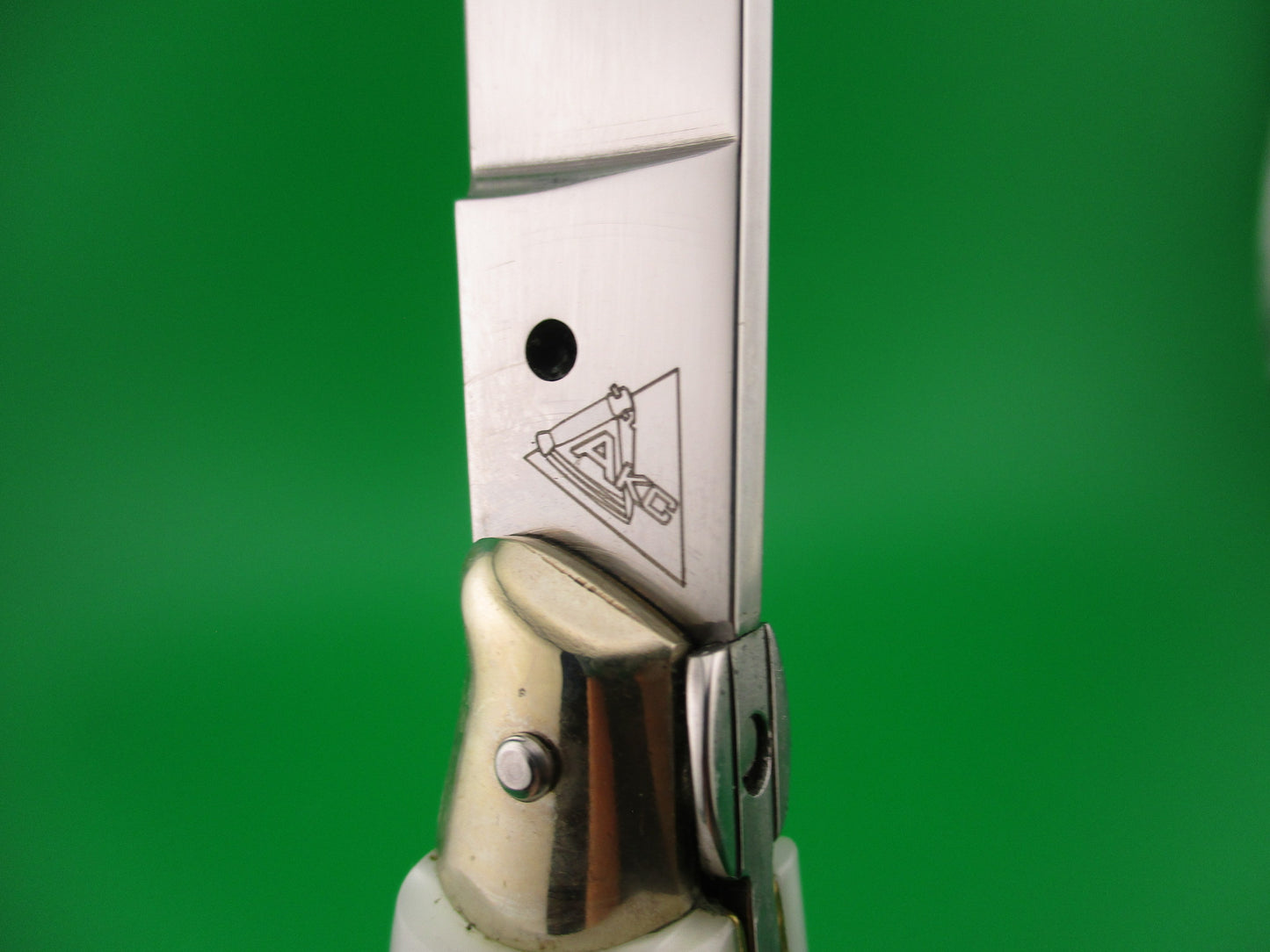 AKC 25cm Italian Picklock Fishtail Pearlex Acrylic automatic knife