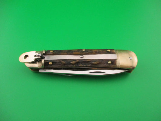 Hubertus 4 Blade Camper 11cm West German Lever Stag automatic knife