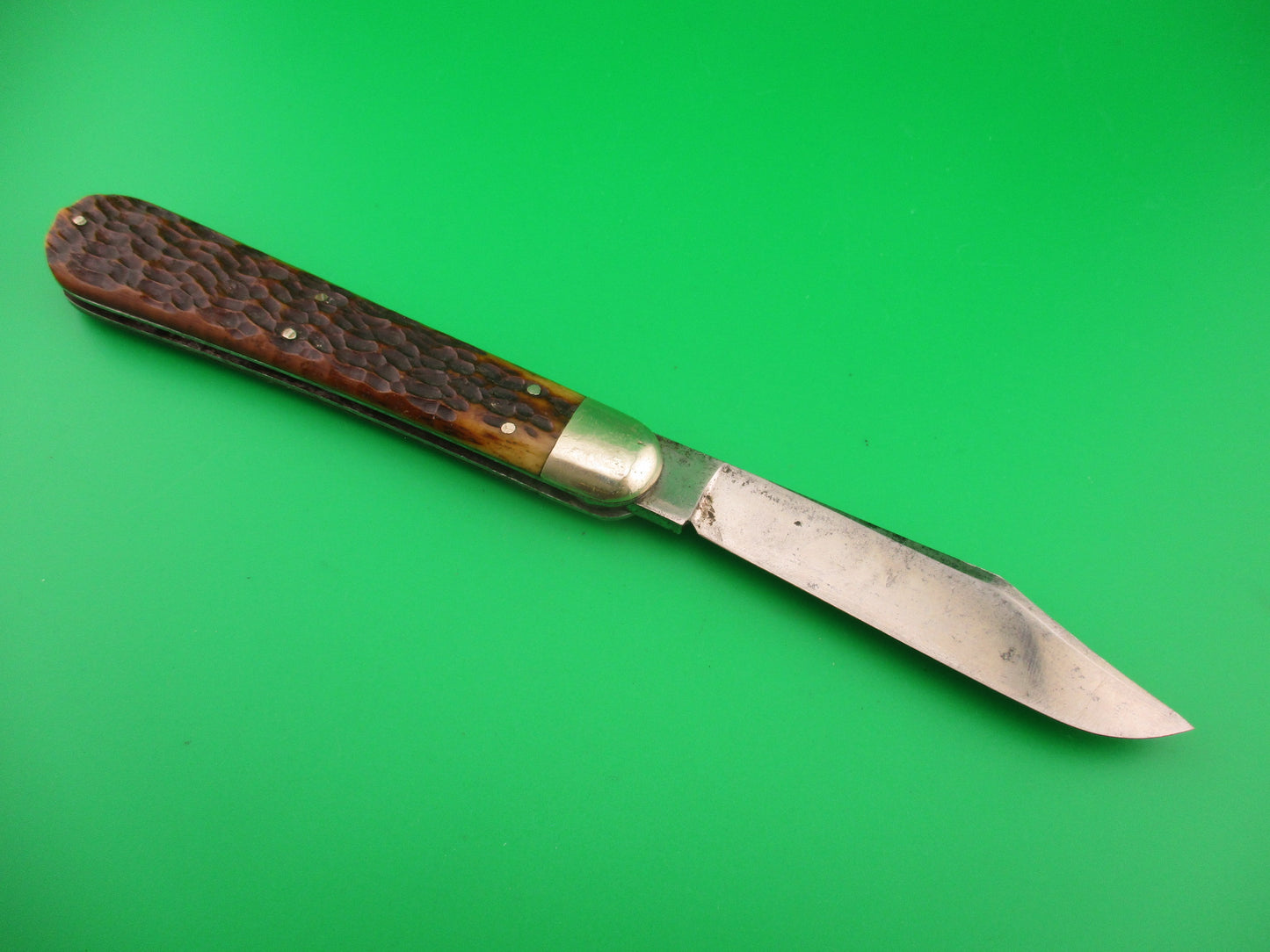 Press Button Knife Co #1000 INVINCIBLE antique switchblade knife good etch