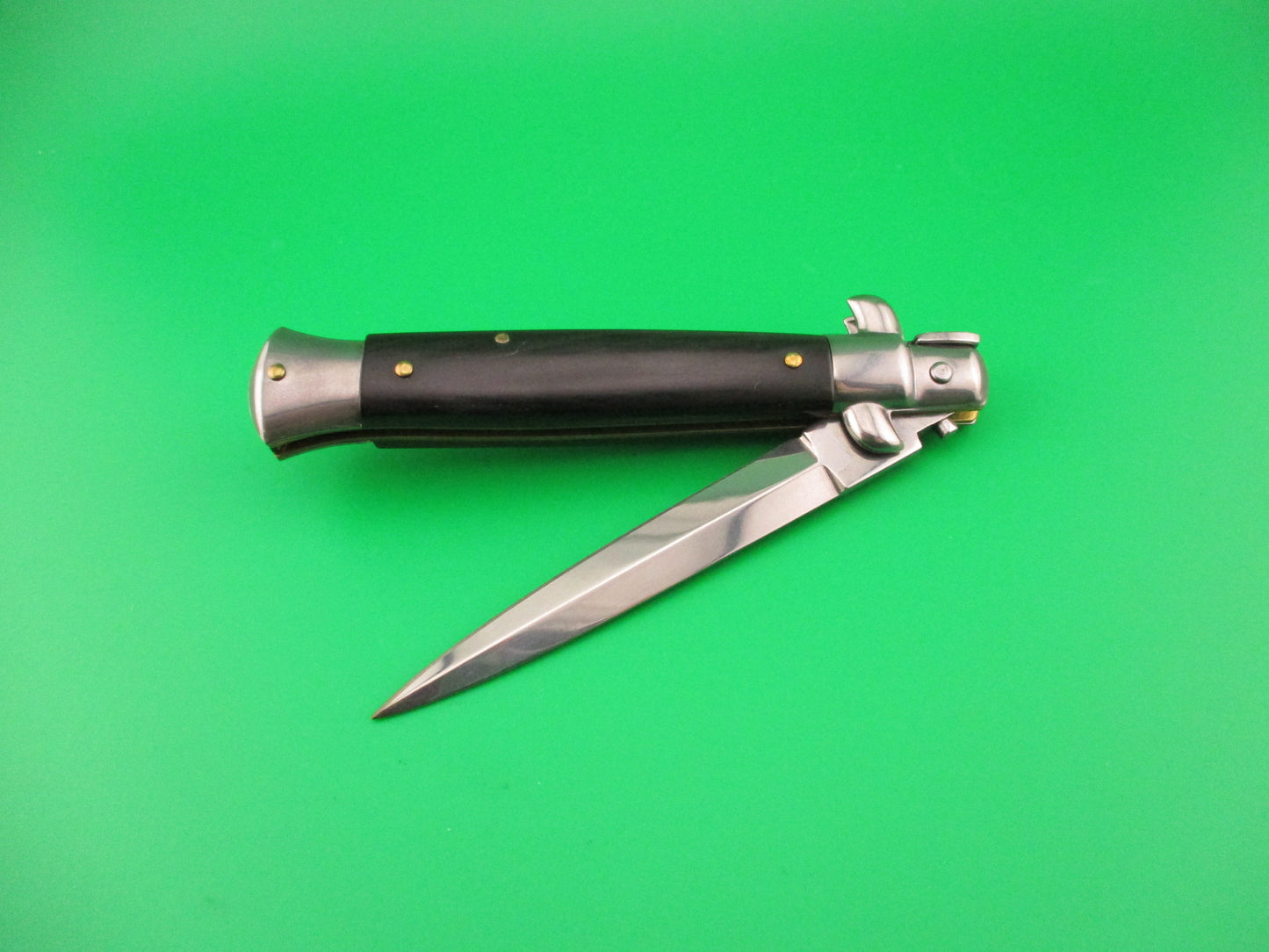 FRANK B 23cm Italian Dagger Stiletto horn swivel bolster automatic knife